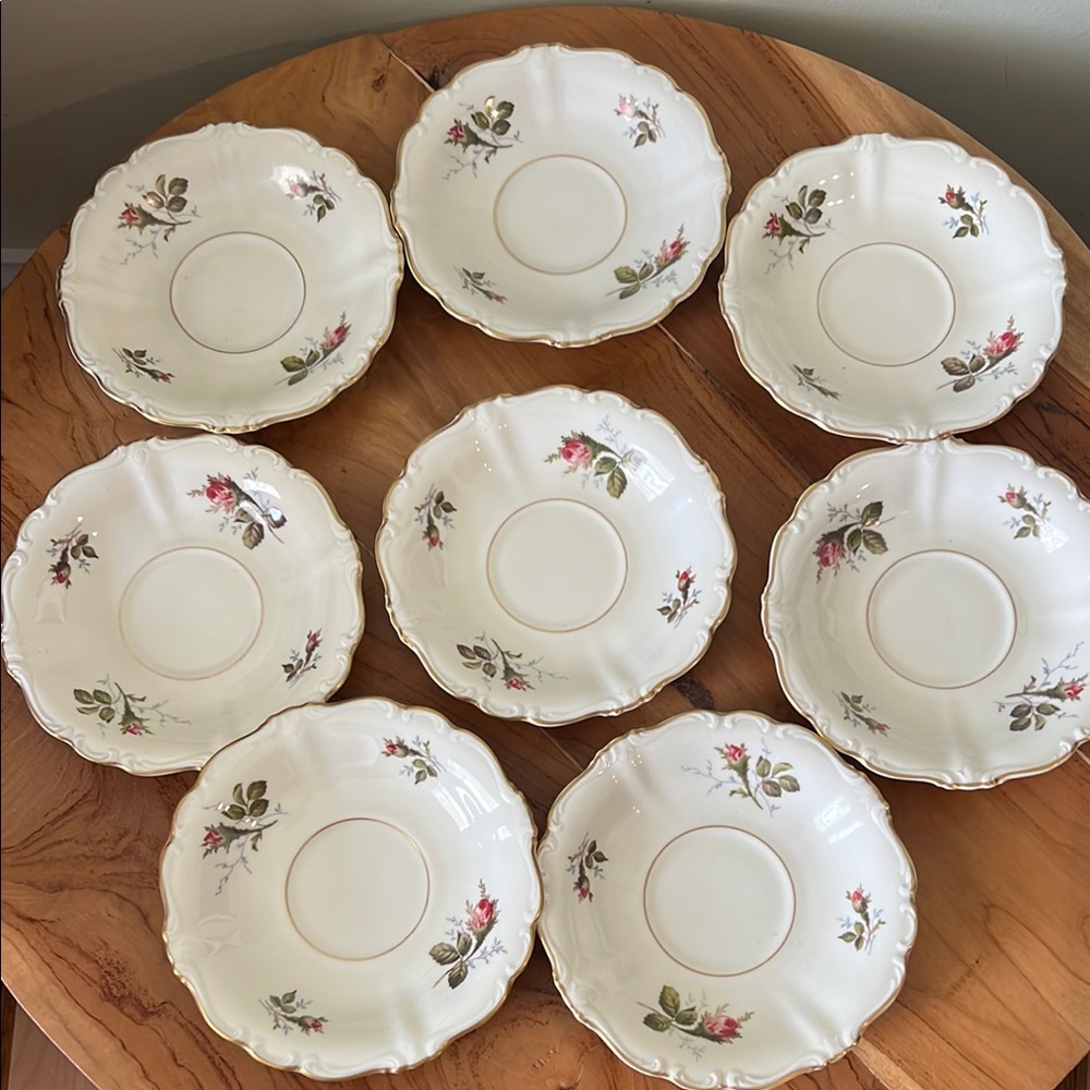Rosenthal Selb Germany Pompadour 6" Saucers Moss Roses Lot of 8